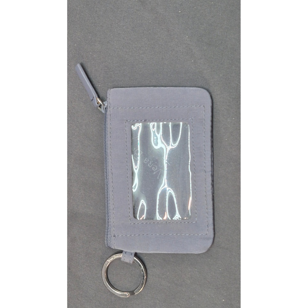Vera Bradley Performance Twill Zip ID Case Gray Key Ring Wallet 26442-12028